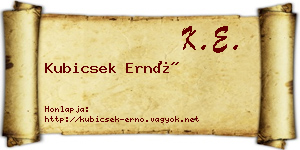 Kubicsek Ernő névjegykártya